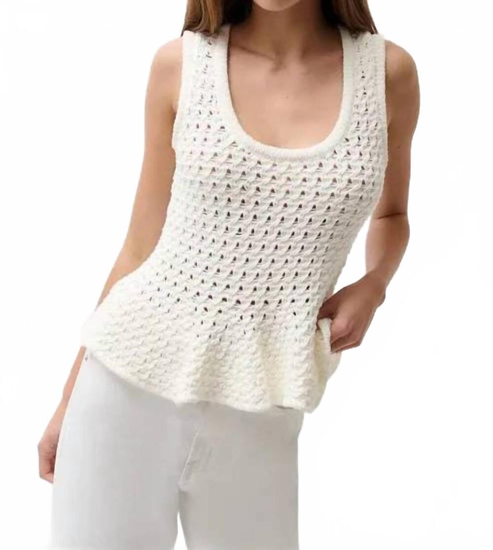 NEW PISTOLA anna peplum sweater tank top in white